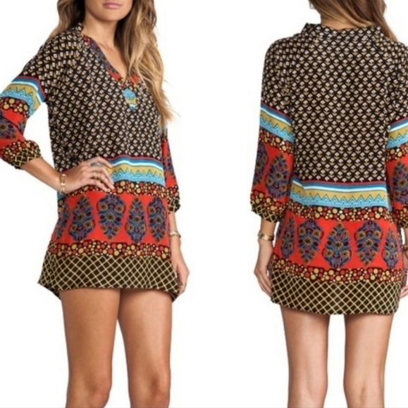 TOLANI Anthopologie Silk Bohemain Button Down Shirt Dress Tunic W Drawstring. - Picture 16 of 16